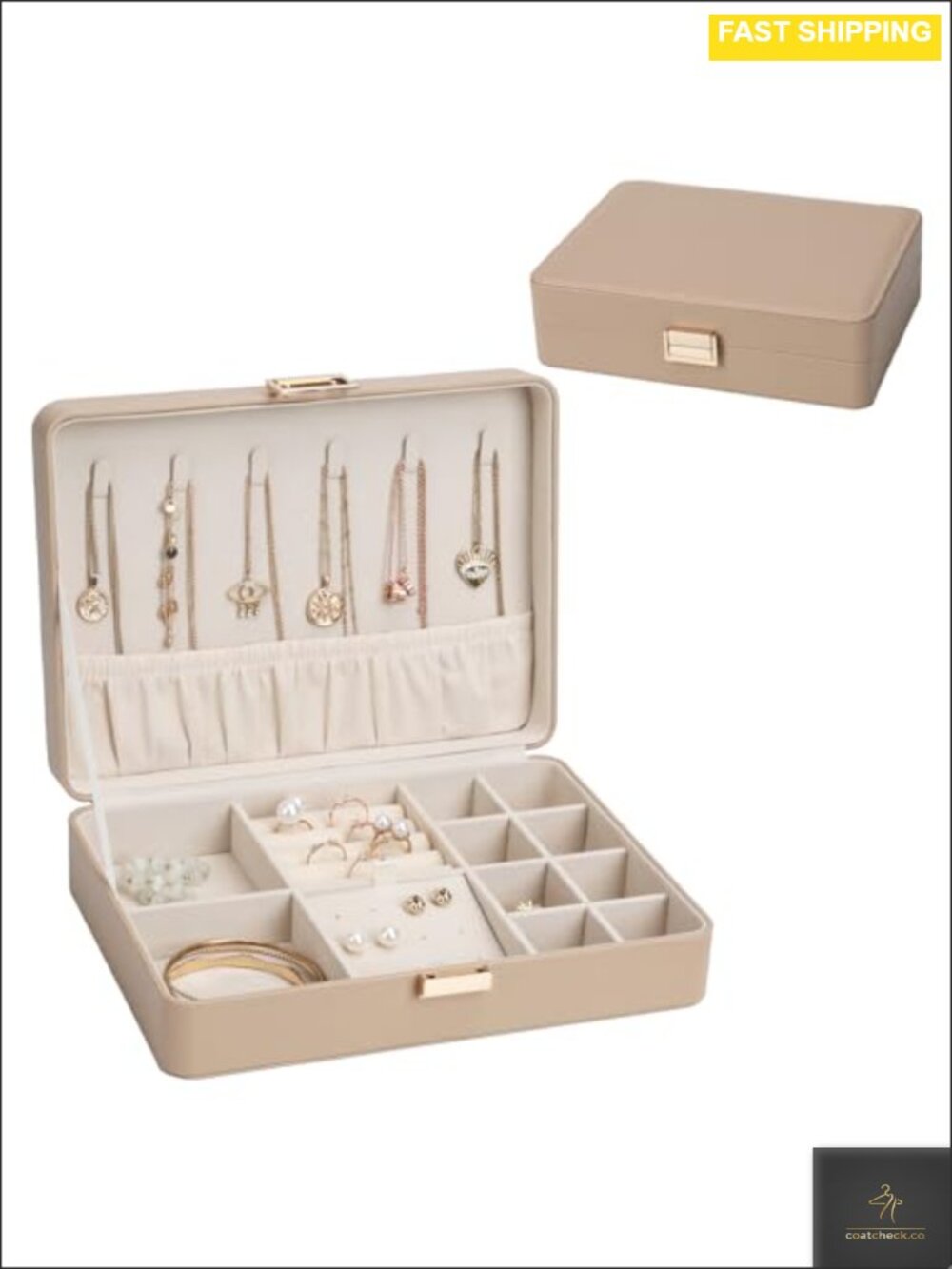 Leather Jewelry Box Small Jewelry Chest for Necklace Ring Earring Storage